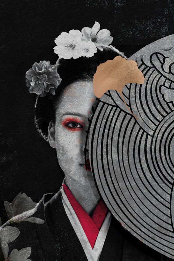 Stampa su tela di grande formato della collezione Fantasia - Black Geisha