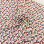 Tessuto gobelin fantasia cubi 3D multicolore con sfondo beige - Tessuti moderni e colorati per arredamento Deco Italian Design