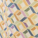 Buy Gobelin fabric with yellow, olive green and blue three-dimensional cube pattern on a beige ground (280x270 cm) at Deco Italian Design. Geometric design and high quality.