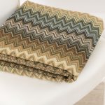 Zig zag chevron patterned gobelin fabric in shades of beige, olive green and brown - Deco Italian Design luxury upholstery fabrics