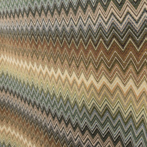 Zig zag chevron patterned gobelin fabric in shades of beige, olive green and brown - Deco Italian Design luxury upholstery fabrics
