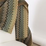 Zig zag chevron patterned gobelin fabric in shades of beige, olive green and brown - Deco Italian Design luxury upholstery fabrics