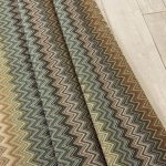 Zig zag chevron patterned gobelin fabric in shades of beige, olive green and brown - Deco Italian Design luxury upholstery fabrics