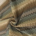 Zig zag chevron patterned gobelin fabric in shades of beige, olive green and brown - Deco Italian Design luxury upholstery fabrics