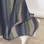 Gobelin fabric with navy blue, forest green and cream chevron zig zag pattern - Deco Italian Design luxury home decor fabrics