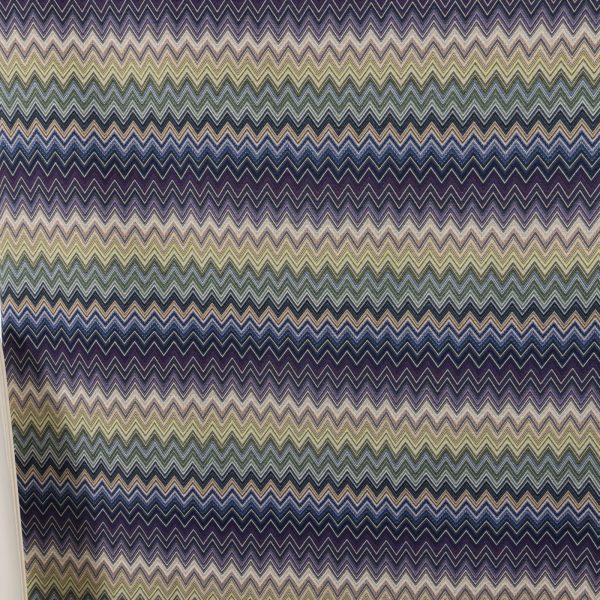 Gobelin fabric with navy blue, forest green and cream chevron zig zag pattern - Deco Italian Design luxury home decor fabrics