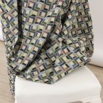 Buy Gobelin fabric patterned three-dimensional cubes blue, sage green and charcoal gray on a beige ground (280x270 cm) at Deco Italian Design. Modern design and premium quality.